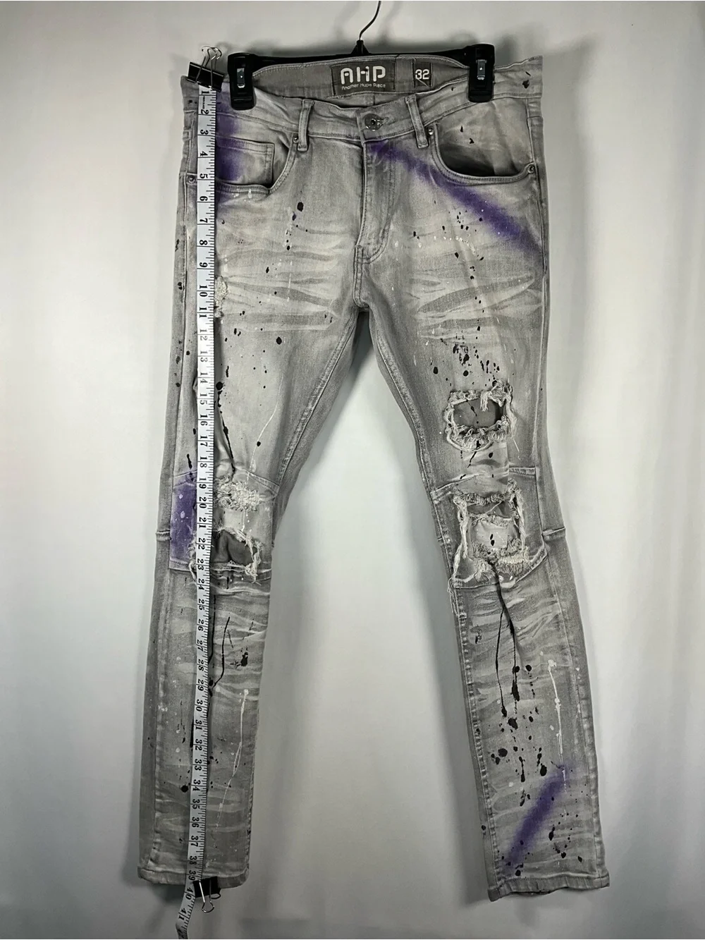 AHP Another Hype Piece Jeans Size 32 Distressed Paint Splattered Skinny Jeans